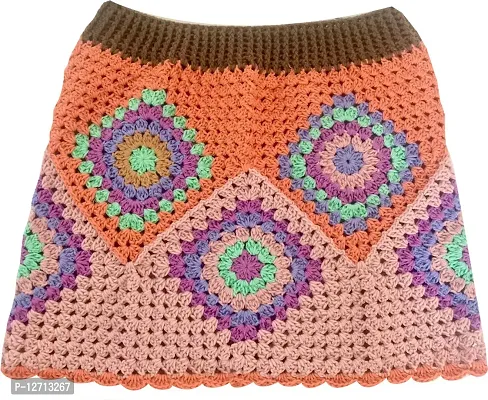 Elegant Multicoloured Knitted Woven Design Skirts For Women-thumb0