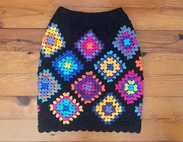 Elegant Multicoloured Knitted Woven Design Skirts For Women-thumb1
