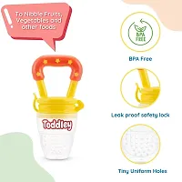 My NewBorn baby Spoon Bottle And Fruit nibbler And Fruit Shape Teether And Silicone Finger Brush With Case Pack Of 4-thumb1