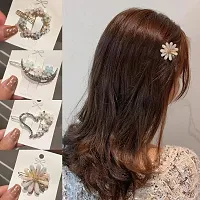 Soika? Korean Rhinestone Flower Clip | Geometric Shape Hollow Hair Clips Card For Toddlers, For Girls  Women | Pack of 4-thumb2