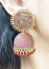 Soika? Jhumka Earrings | Rajkot Earrings | Jhumki | Ethnic Jhumki (Maroon)-thumb2