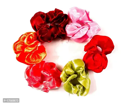 Soika? Ravishing Scrunchies | Skinny Scrunchies | Satin Scrunchies, Anti Hair Breakage, Ponytail Holder, Hair Ties For Girls  Women (Organza Dark Scrunchies 6pc)