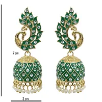 Soika? Multicolor Meenakari Peacock Design Jhumka Earrings | Jhumki Earrings | Ethnic Earrings (Green)-thumb3