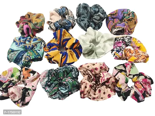 Soika? Ravishing Scrunchies | Skinny Scrunchies | Satin Scrunchies, Anti Hair Breakage, Ponytail Holder, Hair Ties For Girls  Women (Assorted Printed Scrunchies 12pc)-thumb2