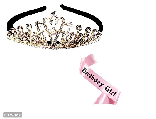 Soika Princess Crown Tiara  Birthday Sash for Birthday girl (Crown  Sash pack of 2) (BIRTHDAY SASH  SWAN CROWN)