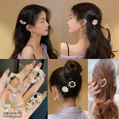 Soika? Korean Rhinestone Flower Clip | Geometric Shape Hollow Hair Clips Card For Toddlers, For Girls  Women | Pack of 4-thumb5