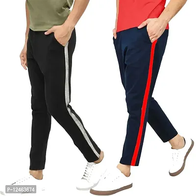 Multicoloured Cotton Regular Track Pants For Men Pack of 2-thumb0