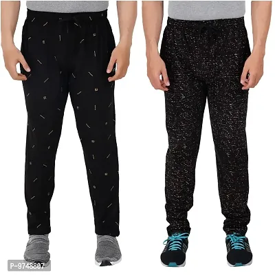 Men's Regular Fit Printed Track Pants (Pack of 2) (GG_Pant_P6_Black_P3_Black-L)