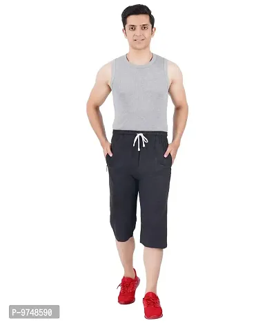 FEEL TRACK Men's Regular Fit Three Fourth Capri (Pack of 1) (GG_404_3/4_Charcoal-S)-thumb4