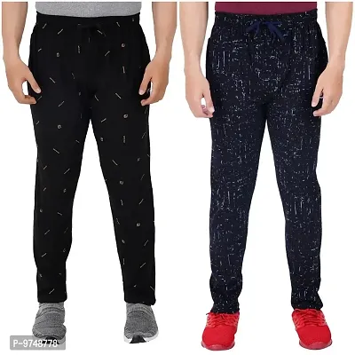 Men's Regular Fit Printed Track Pants (Pack of 2) (GG_Pant_P6_Black_P4_Navy-XL)