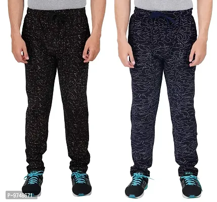 Men's Regular Fit Printed Track Pants (Pack of 2) (GG_Pant_P3_Black_P2_Navy-XL)