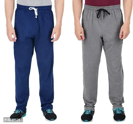 Men's Regular Fit Track Pants (Pack of 2) (GG_404_Pant_Airforce_Gray Small)