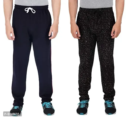 Men's Regular Fit Printed Track Pants (Pack of 2) (GG_Pant_404_Navy_P3_Black 3X Large)