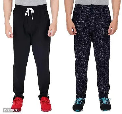 Men's Regular Fit Printed Track Pants (Pack of 2) (GG_Pant_404_Black_P3_Navy-S)