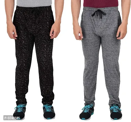 Men's Regular Fit Printed Track Pants (Pack of 2) (GG_P3_Pant_Black_Gray-S)