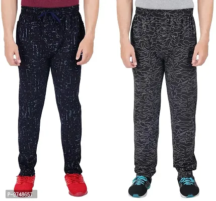 Men's Regular Fit Printed Track Pants (Pack of 2) (GG_Pant_P4_Navy_P2_BLACKK Medium)-thumb0