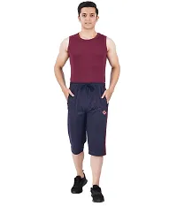 FEEL TRACK Men's Regular Fit Three Fourth Capri (Pack of 1) (GG_909_3/4_Navy-L)-thumb3