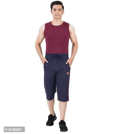 FEEL TRACK Men's Regular Fit Three Fourth Capri (Pack of 1) (GG_909_3/4_Navy-L)-thumb4