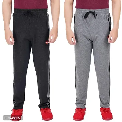 FEEL TRACK Men's Regular Fit Cotton Trackpants (G.G_909_PANT_BLACK_A.MILL-XXL_Black, Andhra Melange_2XL)