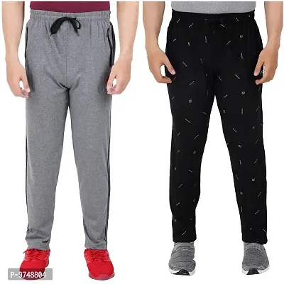 Men's Regular Fit Printed Track Pants (Pack of 2) (GG_Pant_909_Gray_P6_Black-M)