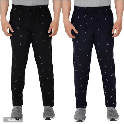 Men's Regular Fit Printed Track Pants (Pack of 2) (GG_ P6_Pant-New_Black_NAVY-3XL)