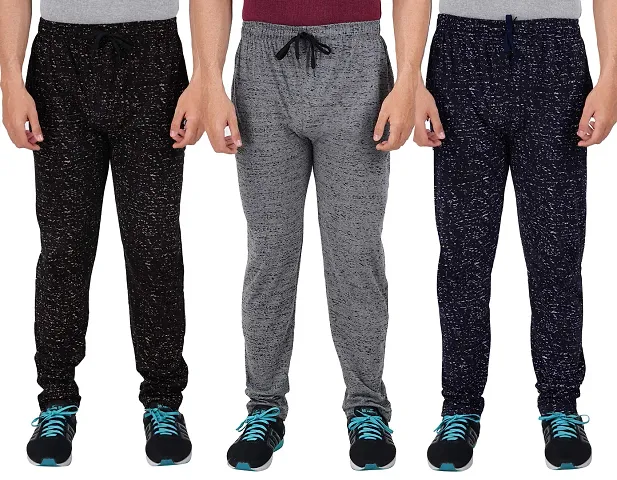 Classic Cotton Blend Solid Track Pants For Men Pack of 3