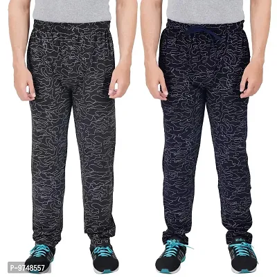 Men's Regular Fit Printed Track Pants (Pack of 2) (G.G_P2_Pant_Black_Navy Medium)-thumb0