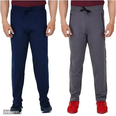 Men's Regular Fit Track Pants (Pack of 2) (GG_ 606_Pant-New_Blue_Grey-L)