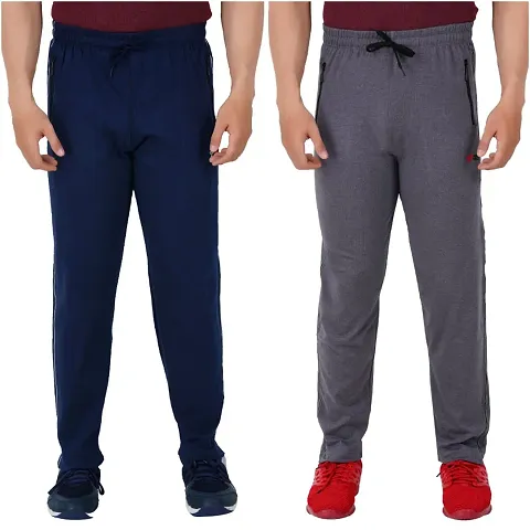 Men's Regular Fit Track Pants (Pack of 2) (GG_ 606_Pant-New_Blue_Grey-L)