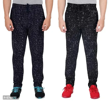 Men's Regular Fit Printed Track Pants (Pack of 2) (GG_Pant_P3_Navy_P4_BLACKK Medium)-thumb0