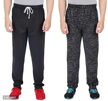 Men's Regular Fit Printed Track Pants (Pack of 2) (GG_Pant_404_Charcoal_P2_Black-XL)