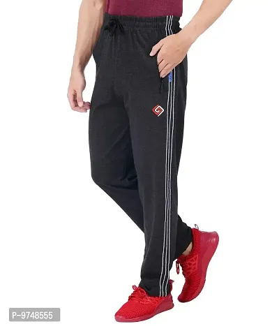 FEEL TRACK Men's Regular Fit Cotton Trackpants (G.G_909_PANT_BLACK_A.MILL-XXL_Black, Andhra Melange_2XL)-thumb3