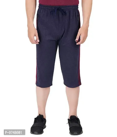 FEEL TRACK Men's Regular Fit Three Fourth Capri (Pack of 1) (GG_909_3/4_Navy-L)