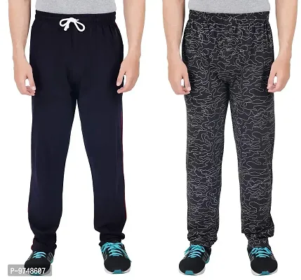 Men's Regular Fit Printed Track Pants (Pack of 2) (GG_Pant_404_Navy_P2_Black X-Large)