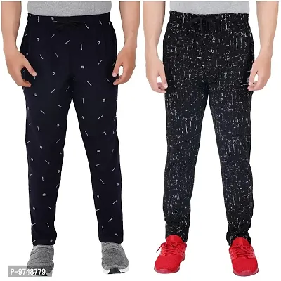 Men's Regular Fit Printed Track Pants (Pack of 2) (GG_Pant_P6_Navy_P4_BLACK-2XL)