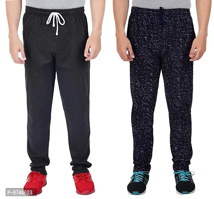 Men's Regular Fit Printed Track Pants (Pack of 2) (GG_Pant_404_Charcoal_P3_Navy-L)