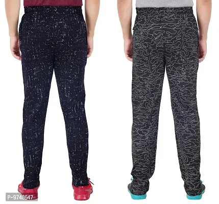 FEEL TRACK Men's Regular Fit Cotton Track Pants (GG_PANT_P4_NAVY_P2_BLACK-L_Dark Blue, Black_L)-thumb2