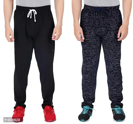 Men's Regular Fit Printed Track Pants (Pack of 2) (GG_Pant_404_Black_P2_Navy-XL)