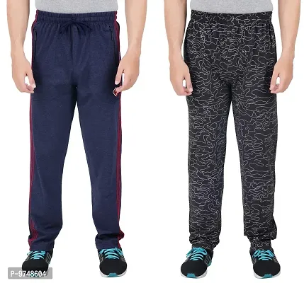 Men's Regular Fit Printed Track Pants (Pack of 2) (GG_Pant_909_Navy_P2_Black-M)