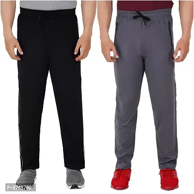 Men's Regular Fit Track Pants (Pack of 2) (GG_ 606_Pant-New_Black_Grey-XL)