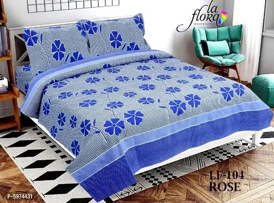 Comfortable Amazing Polycotton 3D Printed Double Bedsheet with Two Pillow Covers