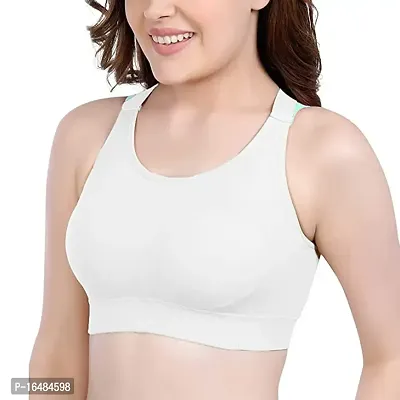 Shoppy Villa Women's Polyamide Padded Non-Wired Sports Bra (White - Free Size)