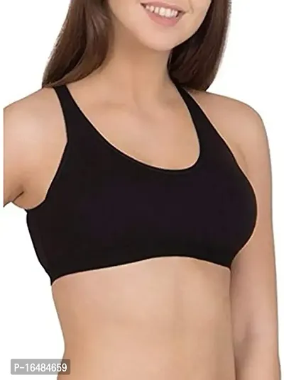 SHOPPY VILLA Women's Cotton and Elastane Non Padded Racer Back Double Layered Sports Bra, Pack of 2, Black-White, Free Size-thumb2