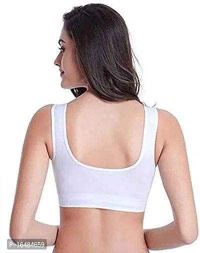 SHOPPY VILLA Women's Cotton and Elastane Non Padded Racer Back Double Layered Sports Bra, Pack of 2, Black-White, Free Size-thumb5