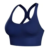Shoppy Villa Women's Nylon and Spandex Padded Sports Bra Seamless Bralette, Free Size (Fits 28 to 34), Blue-thumb3