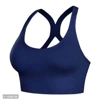 Shoppy Villa Women's Nylon and Spandex Padded Sports Bra Seamless Bralette, Free Size (Fits 28 to 34), Blue-thumb4