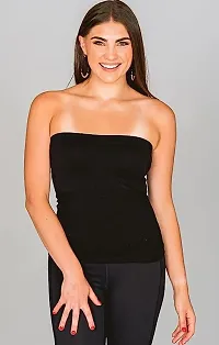Shoppy Villa Women's/Girl's Strapless Stretchable Long Bandeau Tube Top Camisole Free Size (Black)-thumb2