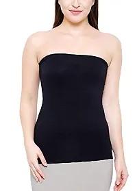 Shoppy Villa Women's/Girl's Strapless Stretchable Long Bandeau Tube Top Camisole Free Size (Black_Skin_White)-thumb4