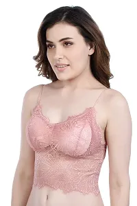 SHOPPY VILLA Padded Bralette Bra for Women?s Lace Camisole Crop Top, Pink Free Size (28 to 34)-thumb2