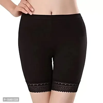 Shoppy Villa Women's/Girl's Safety Cycling Under Skirt Shorts Cotton Lycra Stretchable Lace Shorts